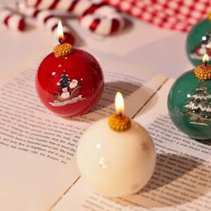 Handmade Christmas Ball Shaped Scented Candle