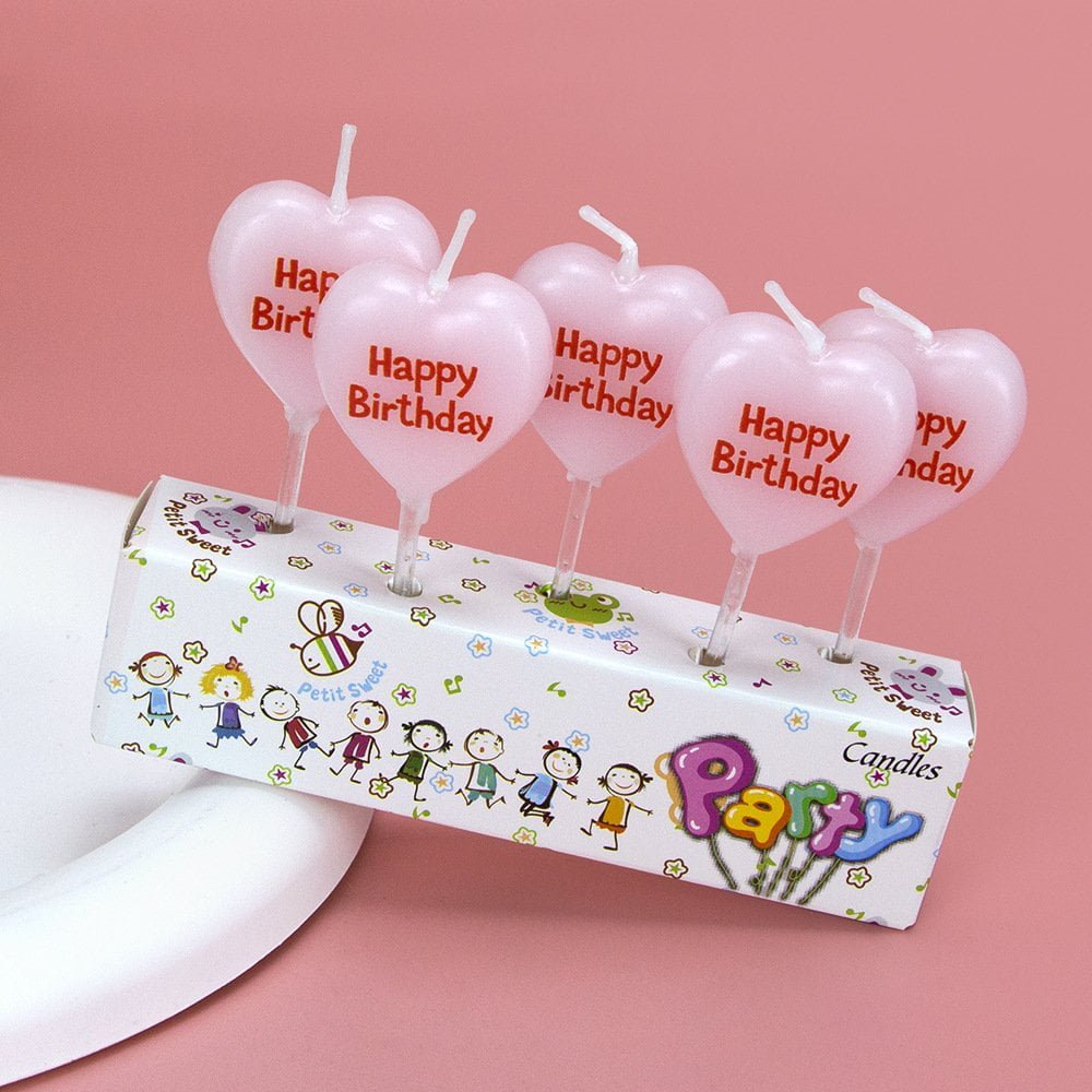 Cartoon Heart-Shaped Happy Birthday Letter Candle