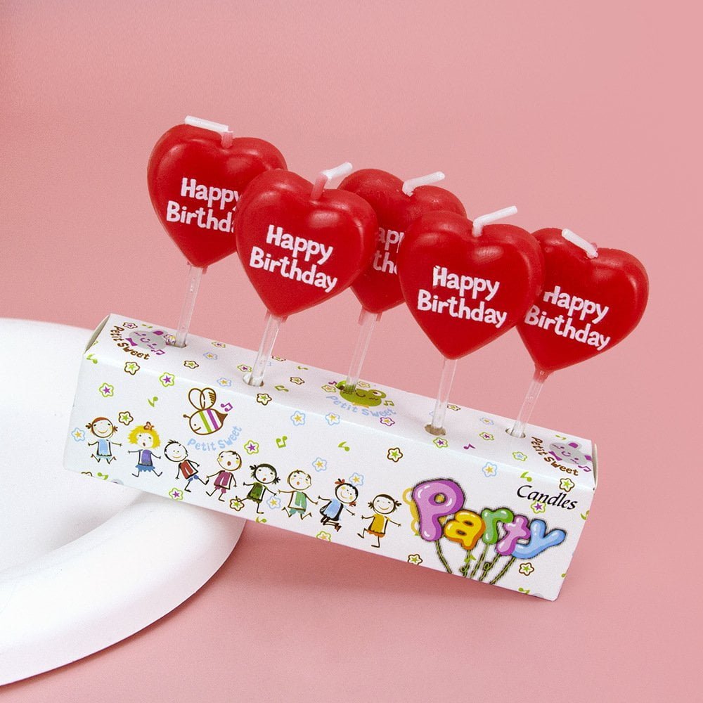 Cartoon Heart-Shaped Happy Birthday Letter Candle