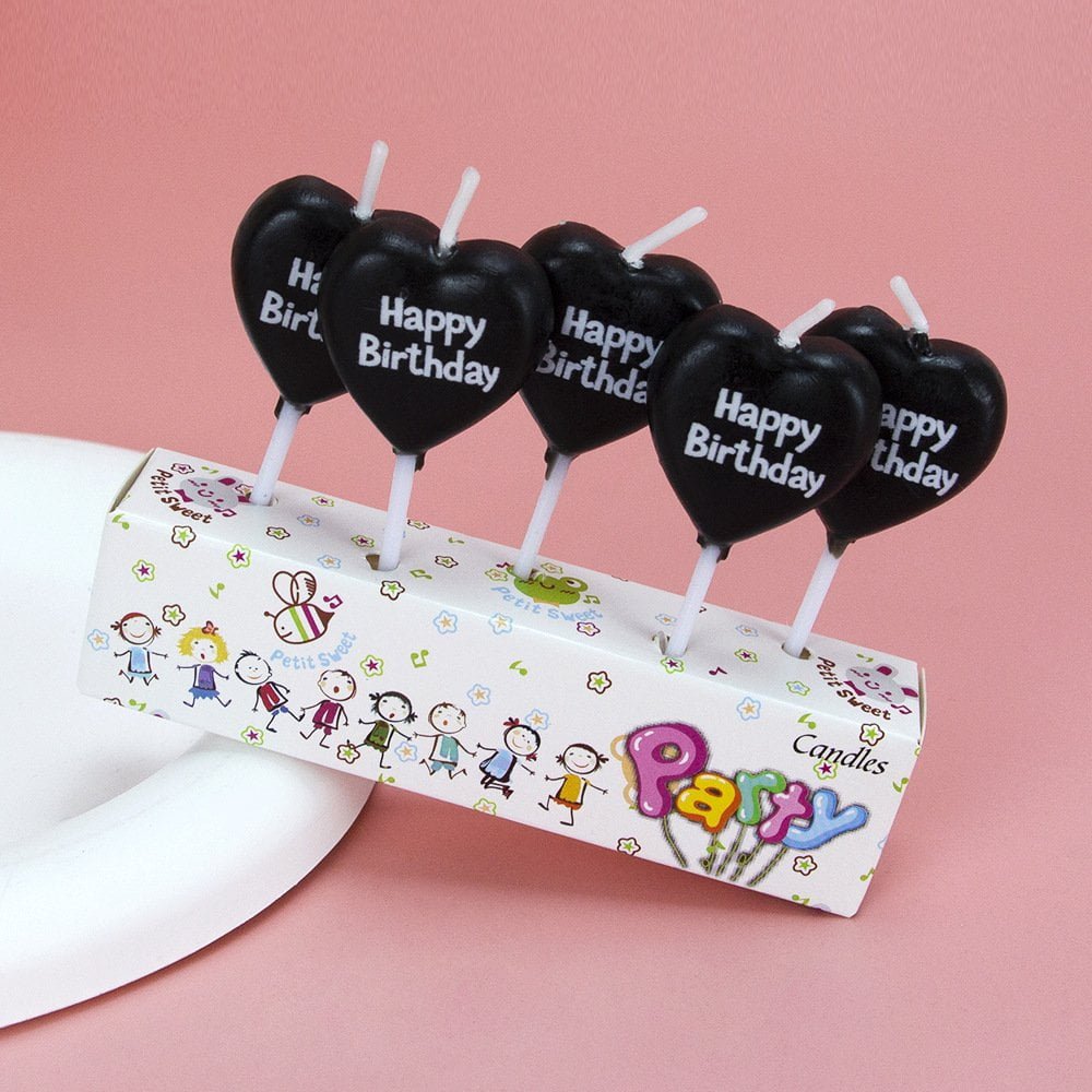 Cartoon Heart-Shaped Happy Birthday Letter Candle